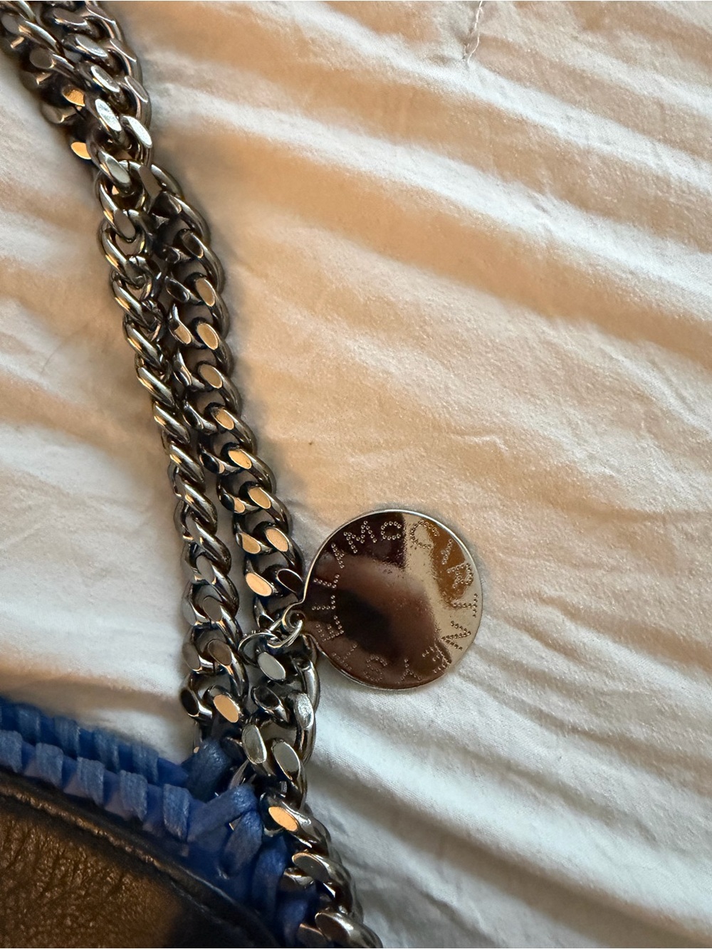 Stella McCartney Black Shoulder Tote with Blue Trim - Picture 2 of 4